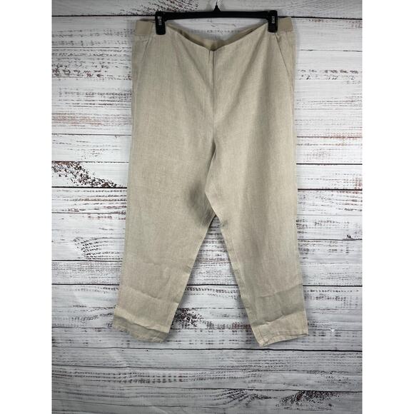 J. Jill Pants - J Jill Pants Womens XL Straight Leg Pull On Elastic Waist Linen Casual Lightweig
